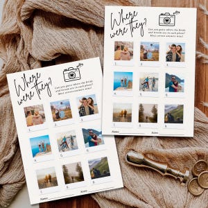 Where Were They Game Bridal Shower Games, Engagement Party Game, Couples Shower Game, Wedding Shower Table Game, Bridal Shower Game Template