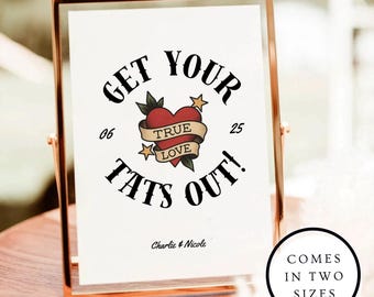 Temporäres Tattoo-Schild, Tattoo-Station Schild, Hochzeit Gastgeschenk, Get Your Tats Out, Gothic Hochzeit Geschenk
