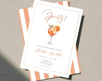 Citrus Bridal Shower Invitation, Aperol Spritz, Love at First Spritz Bridal Shower Invite, Spring Bridal Shower Brunch, Orange Bridal Party