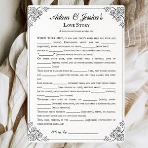 Bridal Shower Mad Libs Game, Wedding Table Reception Game, Funny Bridal Shower Game, DIY Wedding Shower Wed Libs, Printable Instant Download
