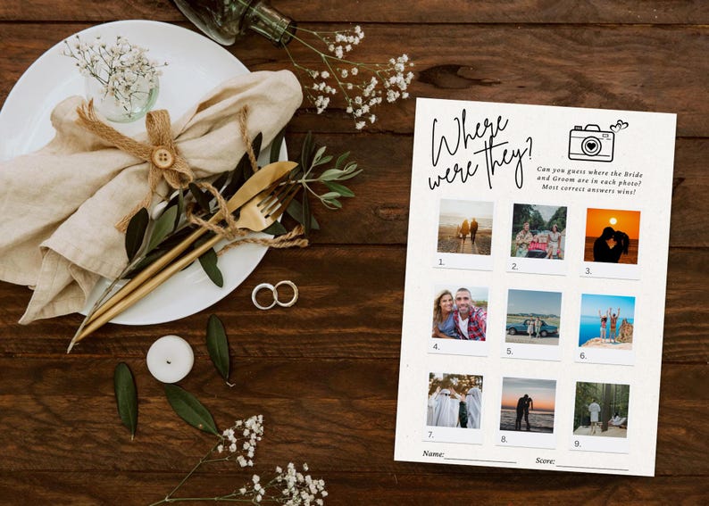 Where Were They Game, Bridal Shower Games, Engagement Party Games