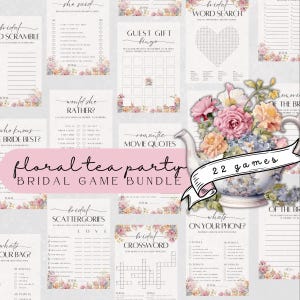 Jogo de Chá de Panela Wildflower, Jogo de Chá de Panela Floral para Chá de Panela, Jogo de Bingo para Chá de Panela, Hora do Chá com a Noiva