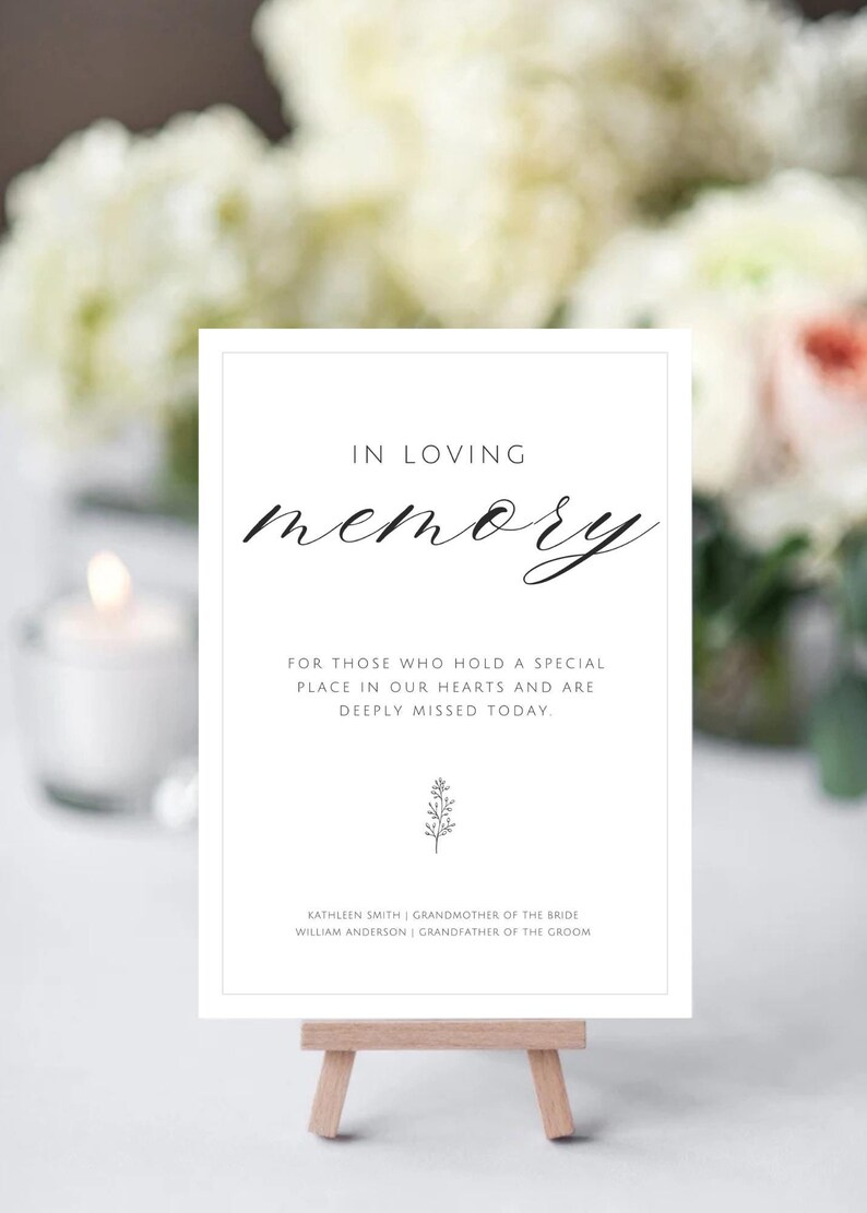 Wedding Memorial Sign, Printable Wedding Memorial Sign, in Loving ...