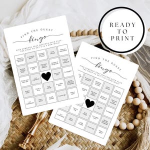 Kennismakingsspel, Bingospel Vind de gast, Bingo vrijgezellenfeest, Afdrukbare bruilofttafelspellen, Bewerkbare verlovingsfeestspellen Canva