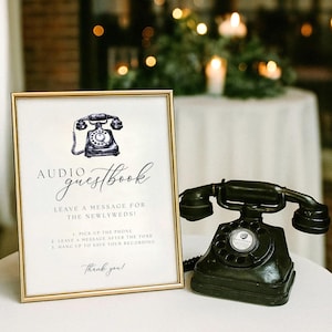 Telephone Guestbook Sign Template, Wedding Audio Guestbook, Wedding Guestbook Alternative, Voicemail Guestbook, Phone Message Guestbook Sign