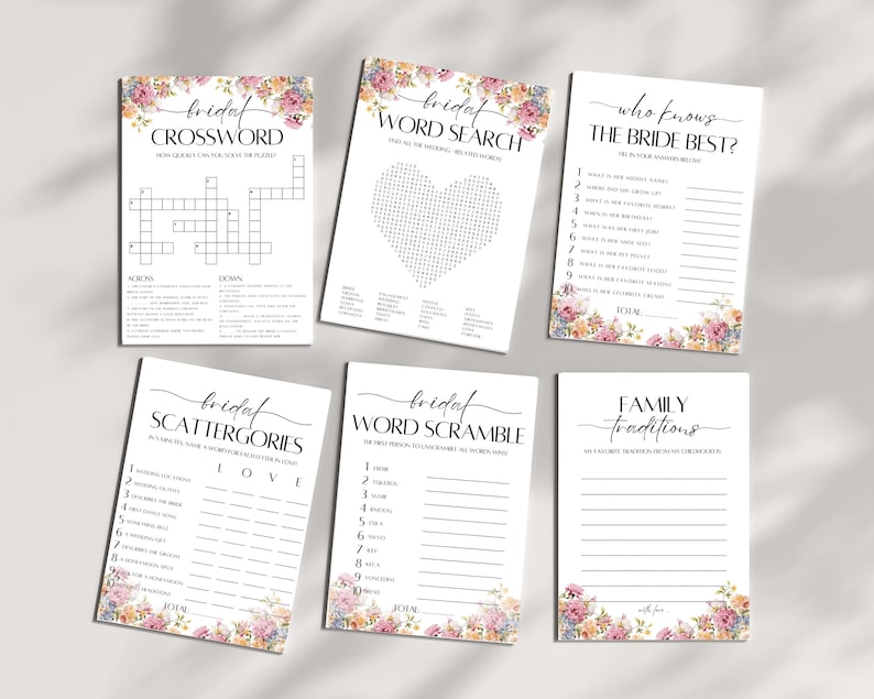 Wildflower Tea Party Möhippa Spelpaket, Blommig Tekanna Möhippa Spel, Var Var De Spelet Möhippa Bingo, Dags för Te med Blivande Brud bild 3