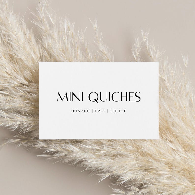 Buffet Card Table Signs, Minimalist Catering Place Cards, Event ...