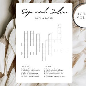 Aangepaste bruiloft kruiswoordpuzzel woord zoeken, puzzelsjabloon nippen en oplossen, bewerkbaar bruidsfeest bruiloft spel, verlovingsfeest puzzelspel afbeelding 4