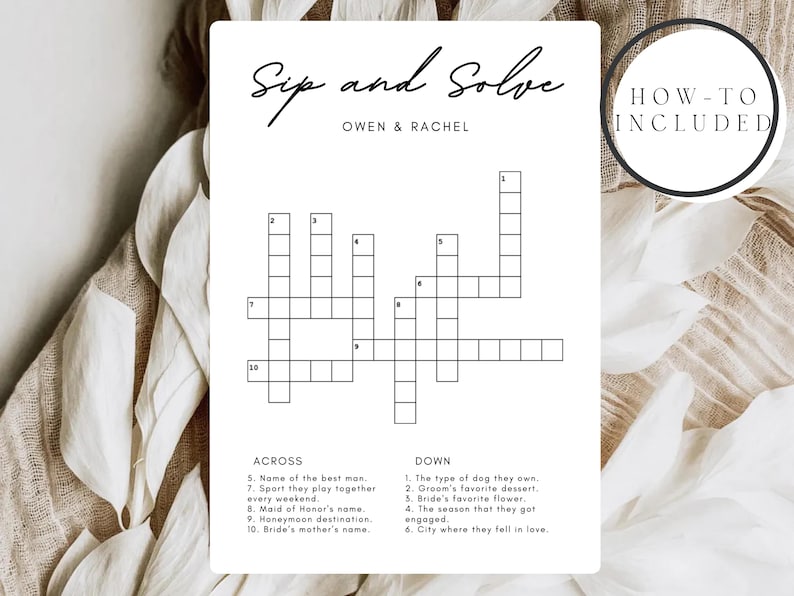 Aangepaste bruiloft kruiswoordpuzzel woord zoeken, puzzelsjabloon nippen en oplossen, bewerkbaar bruidsfeest bruiloft spel, verlovingsfeest puzzelspel afbeelding 4