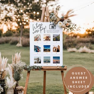 Where Were They Game, Bridal Shower Games, Engagement Party Game Sign, Wedding Reception Shower Games, Printable Event Wedding Table Games