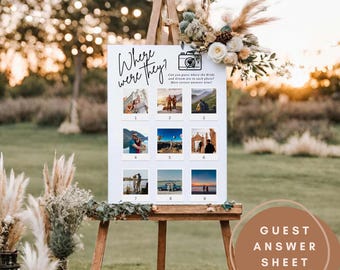 Wo waren sie? Spiel, Brautparty Spiele, Verlobungsparty Spielschild, Hochzeitsempfänge Duschspiele, Printable Event Hochzeitstischspiele