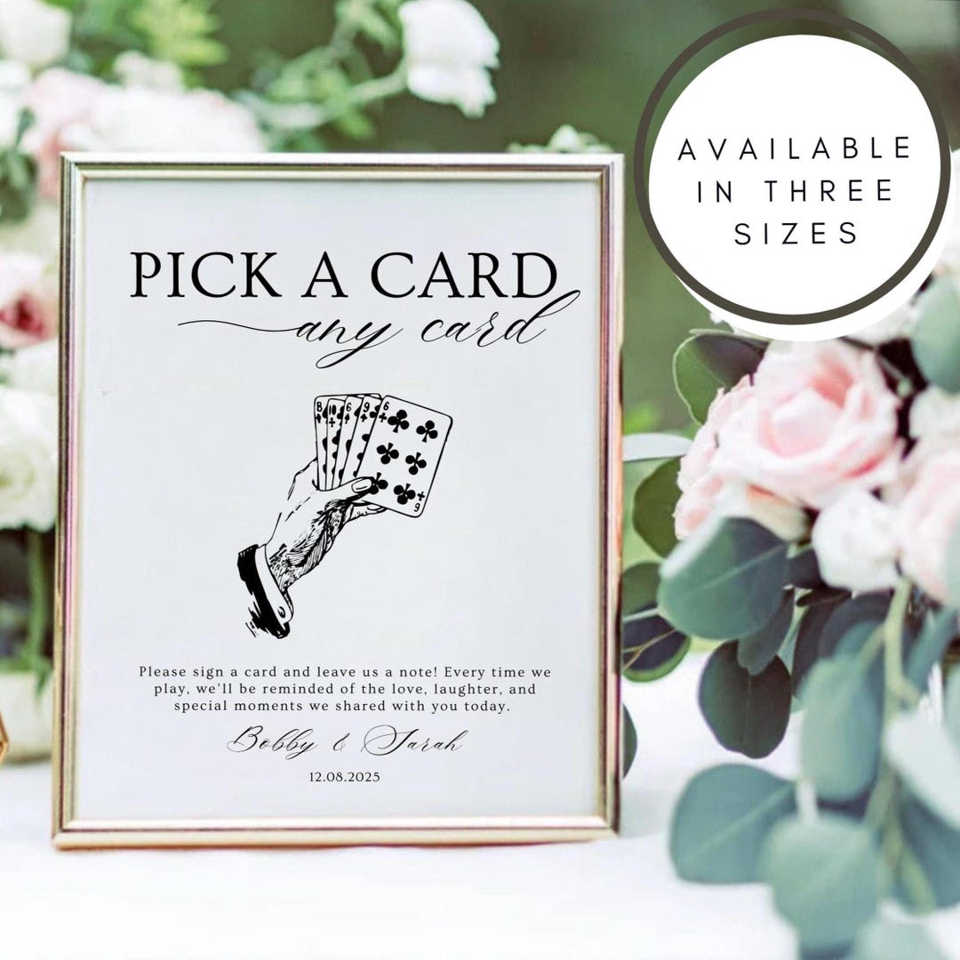 Playing Cards Guest Book Sign, Pick A Card Any Card, Please Sign Our ...