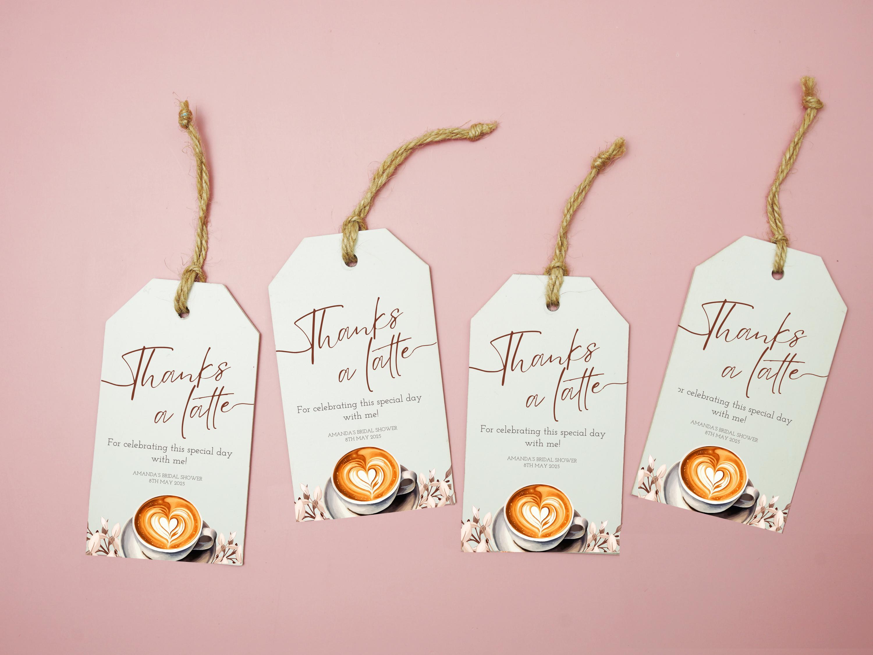 Thanks a Latte Gift Favor Tag, Love is Brewing Bridal Brunch Gift Tag ...
