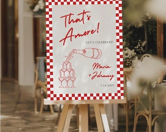 That's Amore Engagement Party Welcome Sign, Engagement Party Decorations, Personalized Large Engagement Sign, Italian Pizza Wedding Decor