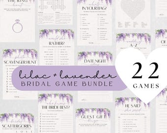 Lavender Bridal Shower Games Bundle, Purple Bridal Shower Games, Minimalist Wedding Table Games, Spring Bridal Gift Bingo Wedding Crossword
