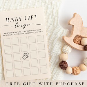 Giochi per baby shower, modello di gioco del bingo per baby shower minimalista, giochi per baby shower gender-neutral, giochi per baby shower stampabili per rivelare il sesso del bambino