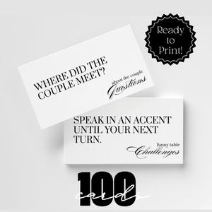 Wedding Icebreaker Games, Wedding Table Trivia Templates, Wedding Icebreakers & Conversation Starters, Printable Fun Guest Activity Game