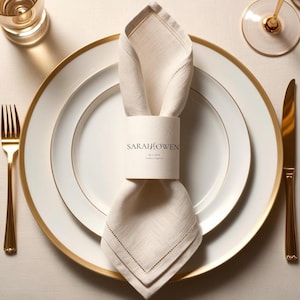 Modèle de rond de serviette en papier mariage, ronds de serviette personnalisés, modèle d'enveloppe de serviette imprimable, cadre de mariage minimaliste moderne Canva