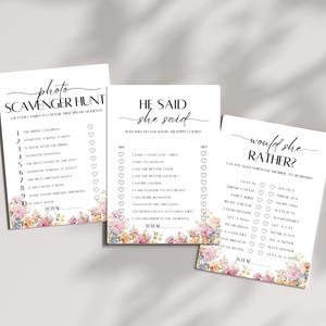 Wildflower Tea Party Möhippa Spelpaket, Blommig Tekanna Möhippa Spel, Var Var De Spelet Möhippa Bingo, Dags för Te med Blivande Brud bild 2