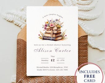 Her Next Chapter Bridal Shower Invitation, Storybook bridal shower invitation, A New Chapter Begins Book Theme Bridal Brunch Mobile Invite