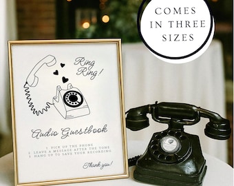 Telefon Gästebuch Schild Vorlage, Hochzeit Audio-Gästebuch, Hochzeit Gästebuch Alternative, Anrufbeantworter Gästebuch, Telefon Nachricht Gästebuch Schild
