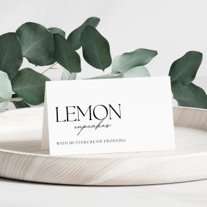 Buffetkaarttafelborden, minimalistische cateringplaatskaarten, evenementenplanning, buffetetiketten, moderne bruiloft voedseletiketten, naamkaartje, dessertbord