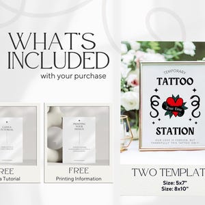 K&ouml;nnte beinhalten: Zwei druckbare Vorlagen f&uuml;r ein Schild f&uuml;r eine tempor&auml;re Tattoo-Station. Das Schild zeigt ein Herz mit den Worten "True Love" und dem Text "Temporary Tattoo Station. Our love is forever, but thankfully this tattoo isn't". Die Vorlagen sind in zwei Gr&ouml;&szlig;en erh&auml;ltlich: 5x7 Zoll und 8x10 Zoll.