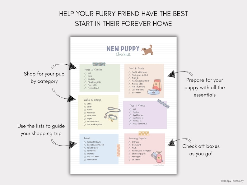 Boho Printable New Puppy Checklist - Pet Owner Shopping List PDF - Etsy