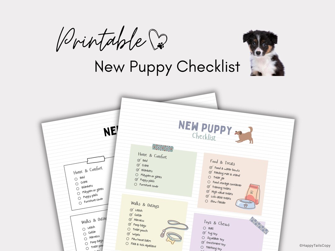 Boho Printable New Puppy Checklist - Pet Owner Shopping List PDF - Etsy