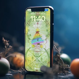 Fondo de pantalla para teléfono con diseño dibujado a mano de buena suerte, riqueza, carrera y éxito Tema para teléfono iOS con I Ching, Feng Shui, curación energética, Tarot, Wicca, Runas