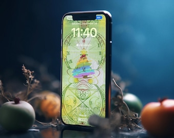 Hand-Drawn Good Luck Wealth Career Success Phone Wallpaper Phone Theme iOS Theme Using I Ching,Feng Shui,Energy healing,Tarot,Wicca,Runes