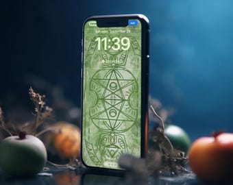 Hand-Drawn Wealth-Attracting Success Luck Phone Wallpaper Phone Theme iOS Theme Using I Ching,Feng Shui,Energy healing,Tarot,Wicca,Runes