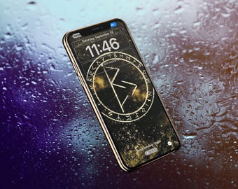 Hand-Drawn Runes Wealth Attracting Success Luck Phone Wallpaper Phone Theme iOS Theme Using I Ching,Feng Shui,Energy healing,Tarot,Wicca
