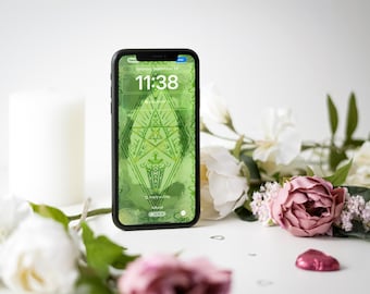 Hand-Drawn Wealth-Attracting Luck Abundance Phone Wallpaper Phone Theme iOS Theme Using I Ching,Feng Shui,Energyhealing,Tarot,Wicca,Runes