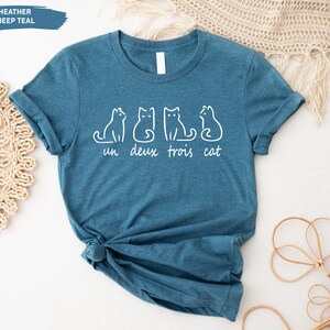 Un Deux Trois Cats Sank T-Shirt, Unisex Short Sleeve Graphic Tee, Funny French Cats Shirt, Animal Lover T-Shirt, Gifts for Cat Lovers, Tee