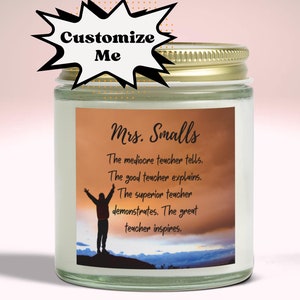 Aangepaste geurkaarsen, gepersonaliseerd cadeau, kokos-abrikozenwas, aangepast cadeau voor docenten, klasdecor, unieke waardering leraar