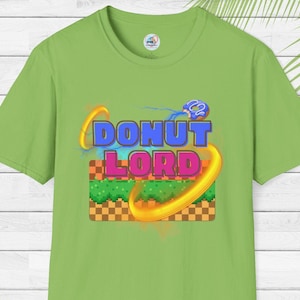 Donut Lord T-Shirt: Retro Gamer Tee, Unisex Graphic Top Lime
