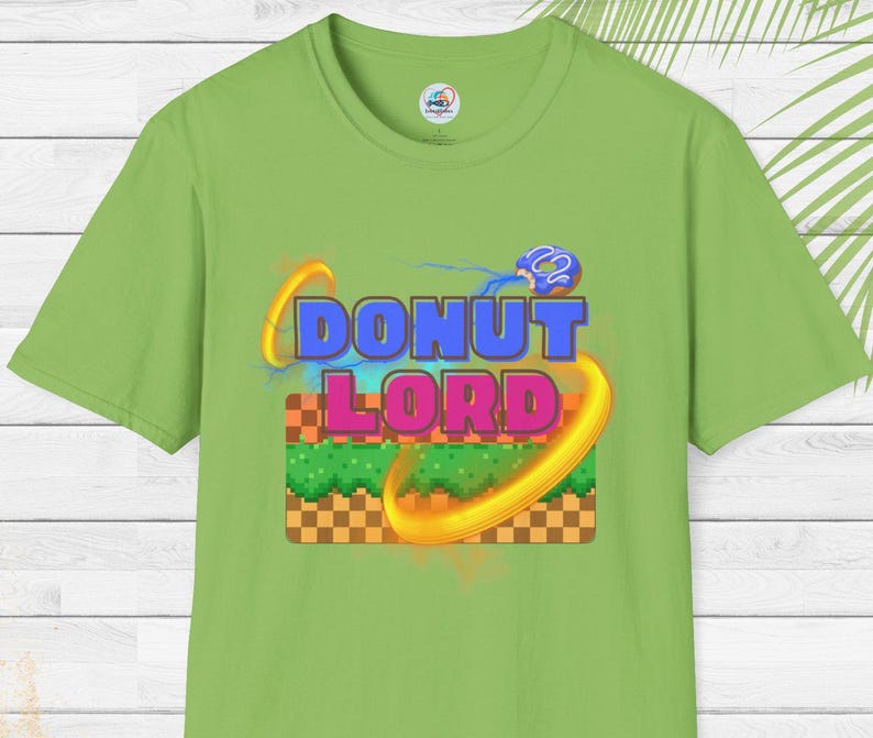 Donut Lord T-Shirt: Retro Gamer Tee, Unisex Graphic Top Lime