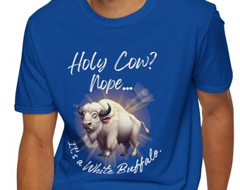 Funny White Buffalo T-Shirt: Holy Cow Graphic, Unisex Softstyle Tee