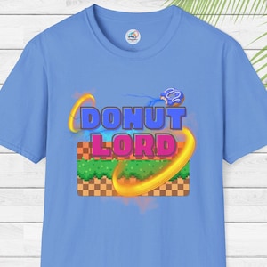 Donut Lord T-Shirt: Retro Gamer Tee, Unisex Graphic Top Carolina Blue