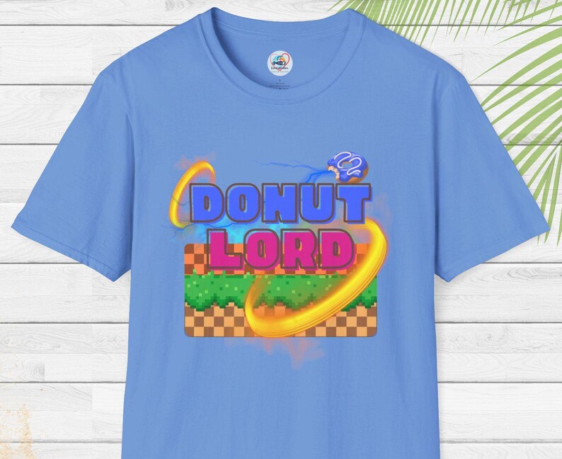 Donut Lord T-Shirt: Retro Gamer Tee, Unisex Graphic Top Carolina Blue