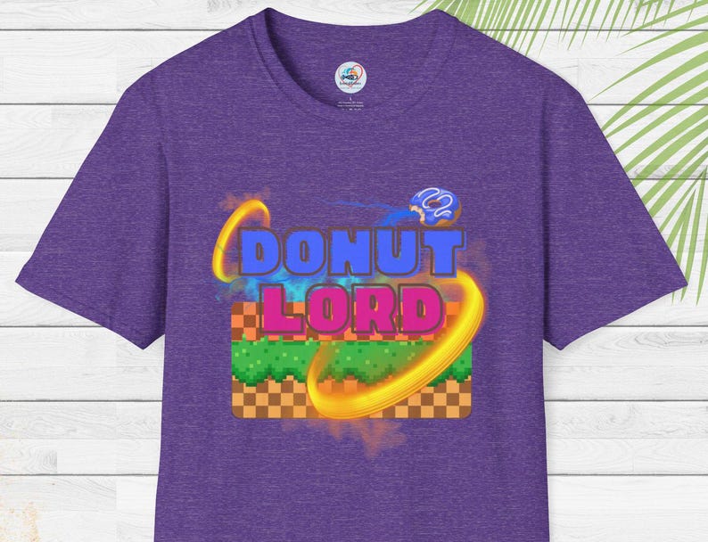 Donut Lord T-Shirt: Retro Gamer Tee, Unisex Graphic Top Heather Purple