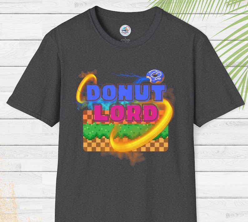 Donut Lord T-Shirt: Retro Gamer Tee, Unisex Graphic Top Dark Heather