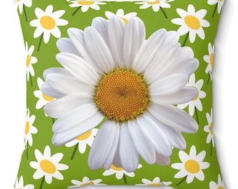 Daisy Flower Pillow: Colorful Floral Spun Polyester Cushion