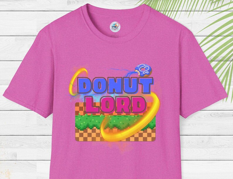 Donut Lord T-Shirt: Retro Gamer Tee, Unisex Graphic Top Heather Berry