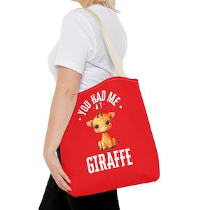 Giraffe Lover Tote Bag, Double Sided Animal Print Market Bag & Gift for Giraffe Enthusiasts - Funny Zoo Animal Tote