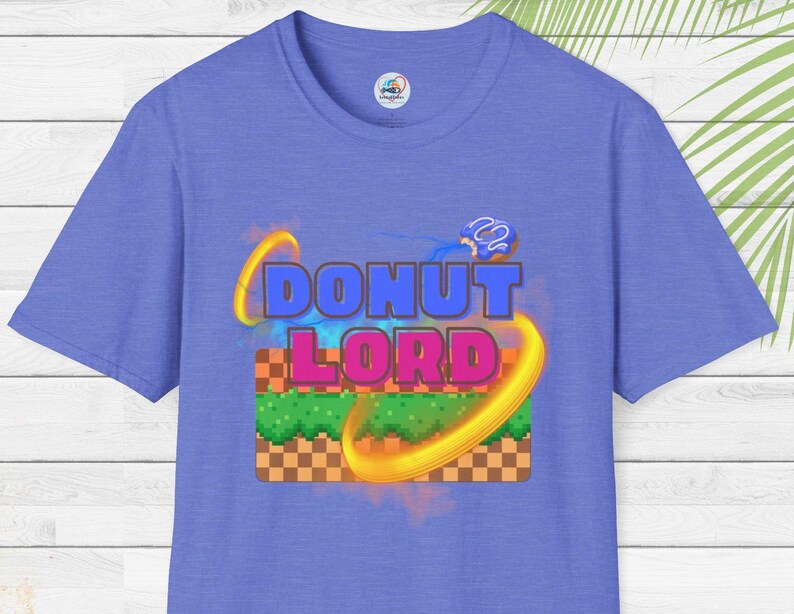Donut Lord T-Shirt: Retro Gamer Tee, Unisex Graphic Top Heather Royal