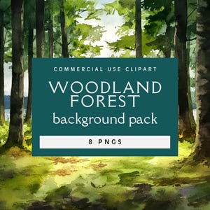 Watercolor Clipart of Woodland Forest Backgrounds - Instant Download for DIY Projects