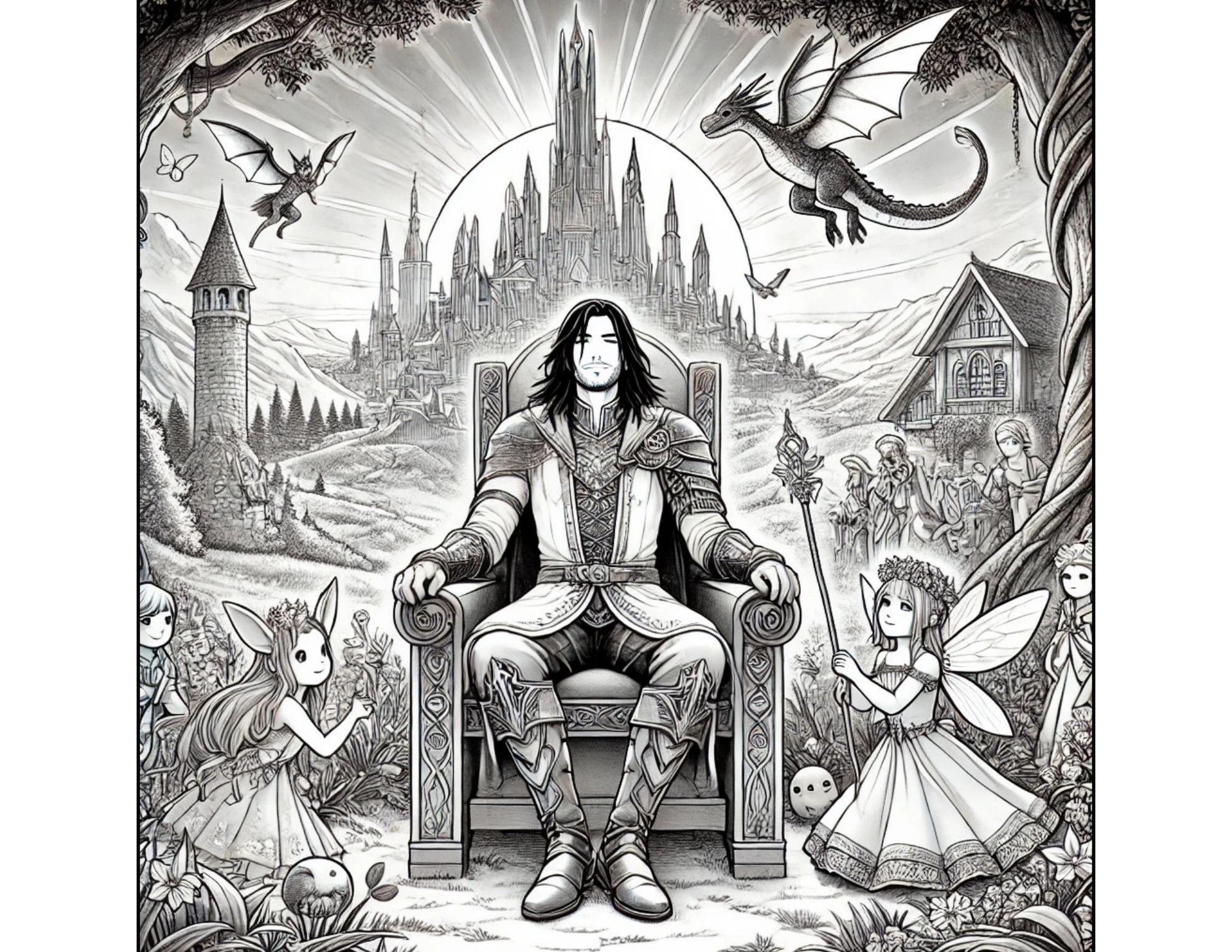 Medieval Fantasy Coloring Book for Adults and Kids Knight Adventures ...