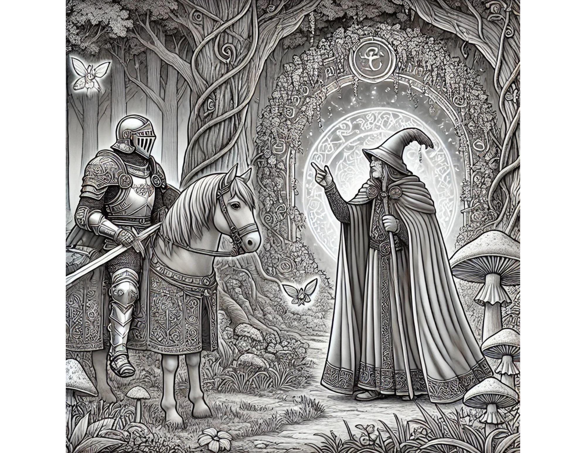 Medieval Fantasy Coloring Book for Adults and Kids Knight Adventures ...